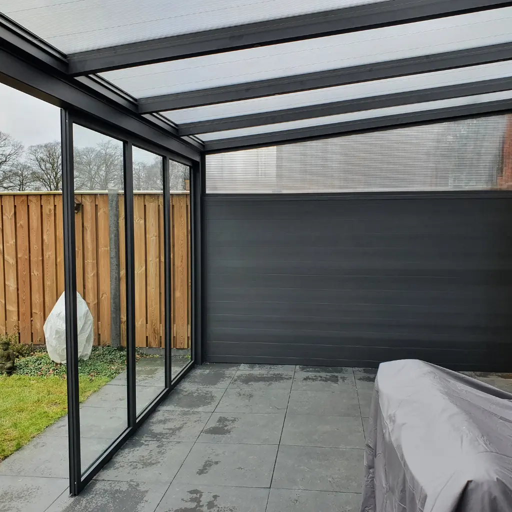 Terrassenüberdachung – Projekt 1, anthrazit, Glasdach